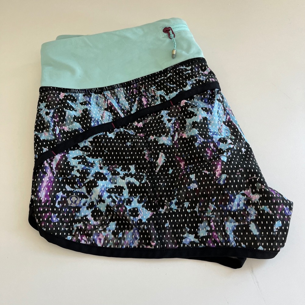 Lululemon Women's Run Speed Short Floral Sport Tranquil Blue Multi 6 active